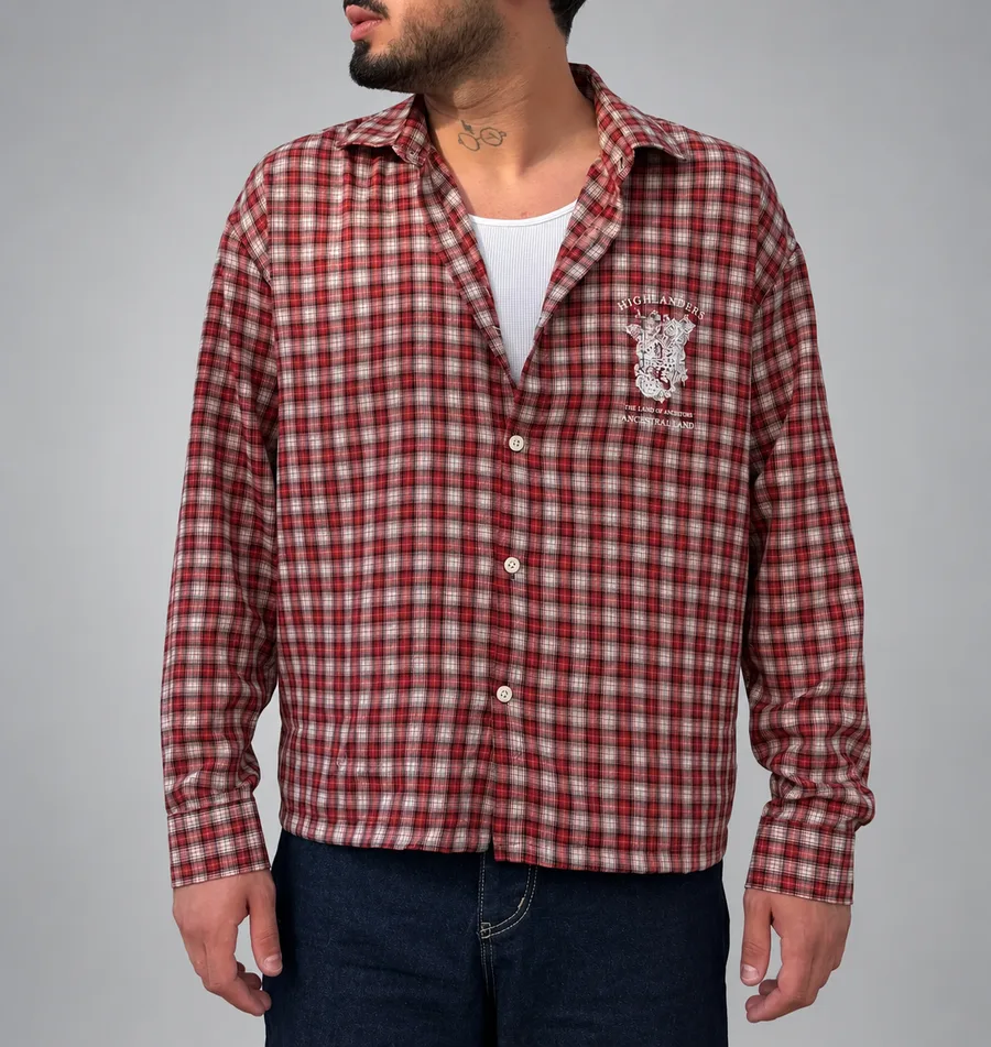 Baskılı Oversize Ekose Gömlek