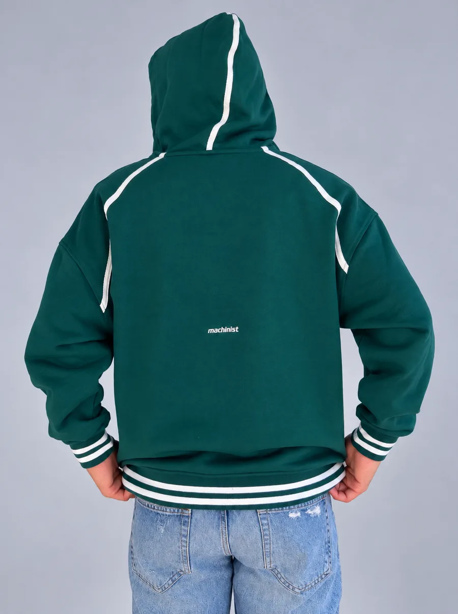 Kapüşonlu Fermuarlı Baskılı Sweatshirt