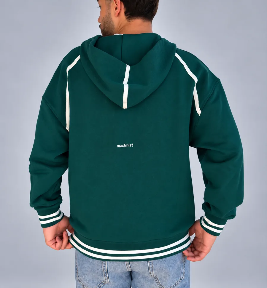 Kapüşonlu Fermuarlı Baskılı Sweatshirt