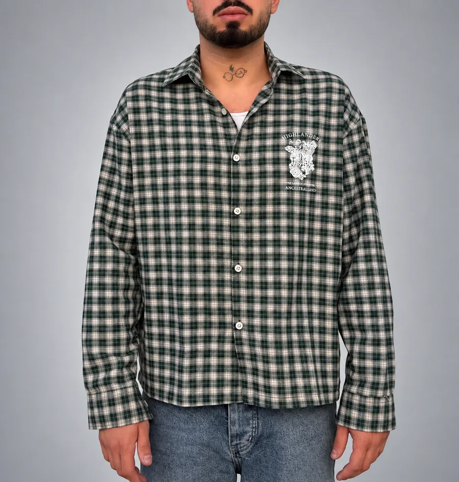 Baskılı Oversize Ekose Gömlek