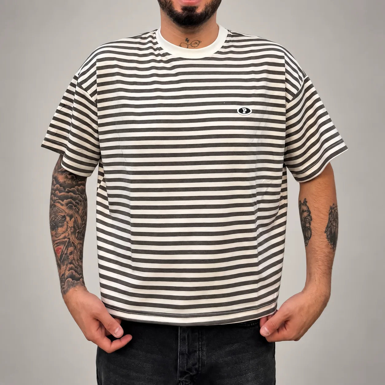Oversize Çizgili Tişört