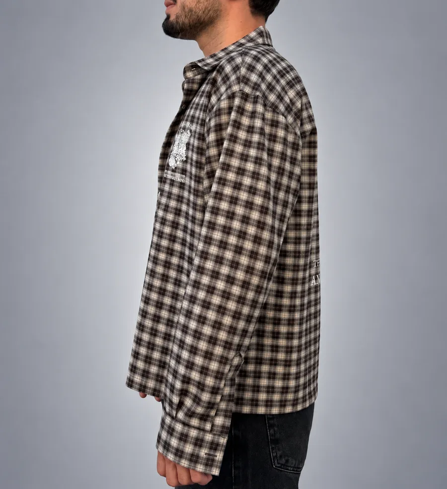 Baskılı Oversize Ekose Gömlek