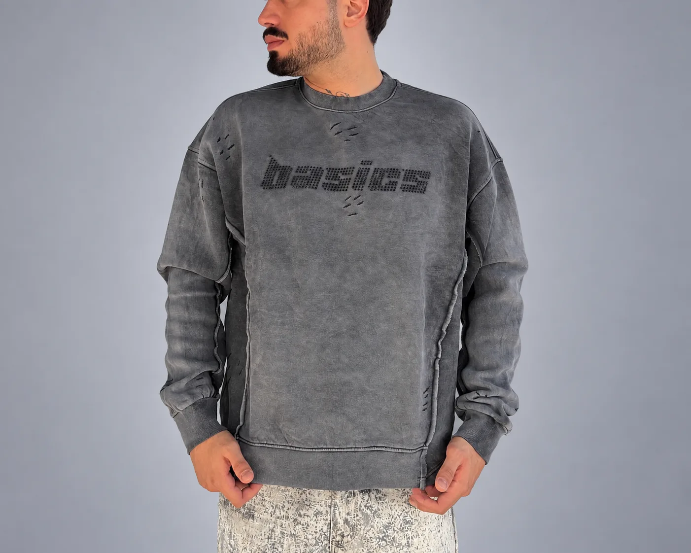 Taşlı Oversize Sweatshirt